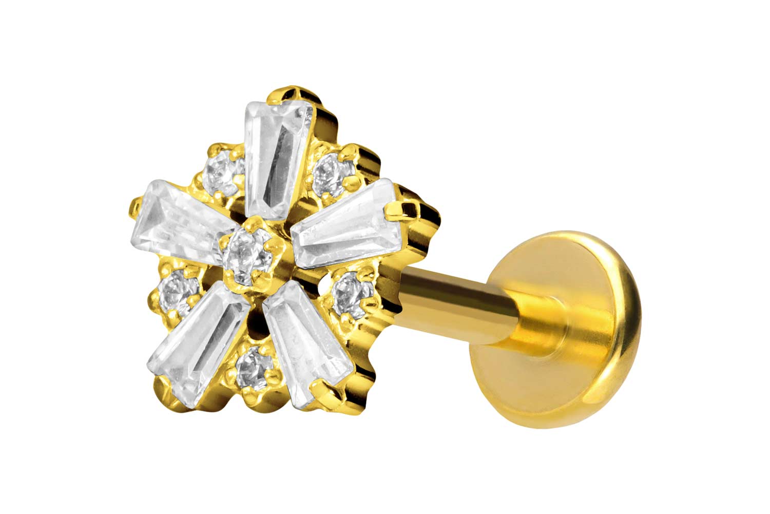 Titan Labret Piercing mit Push Fit SCHNEEFLOCKE